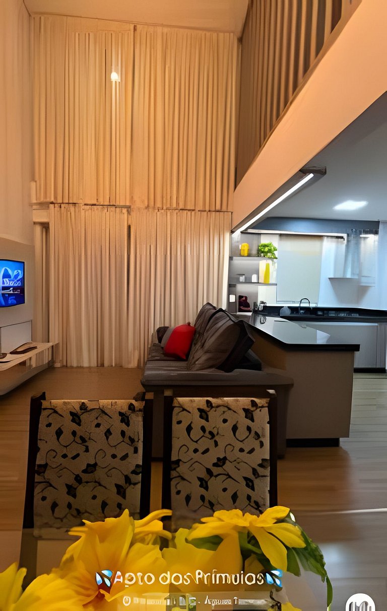 Apto Duplex Prímulas|1Q, Churrasqueira, Frente Av.